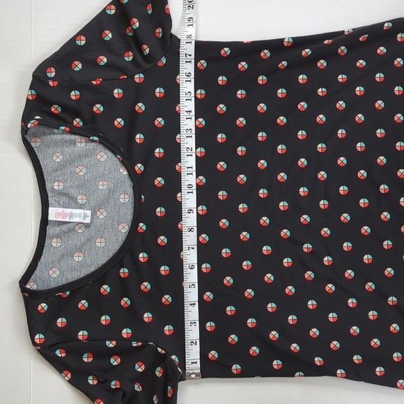 LulaRoe Scoop Neck LS High Low Top M Black Multicolor - Picture 9 of 12